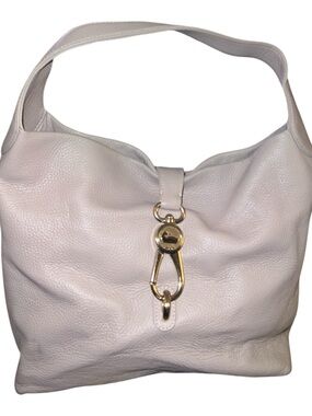 Dooney & Bourke Light Gray Pebbled Leather Hobo with Gold Hardware